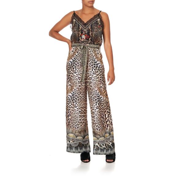 NWT Camilla Paperbag Waist Wide Leg Silk Pant Call Of The Cathedral Size Small